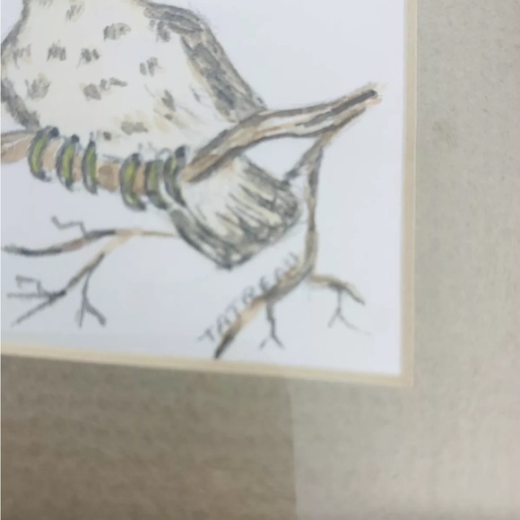 Baby Owl Art Hand Drawing Matted Picture Signed Original - Picture 3 of 9